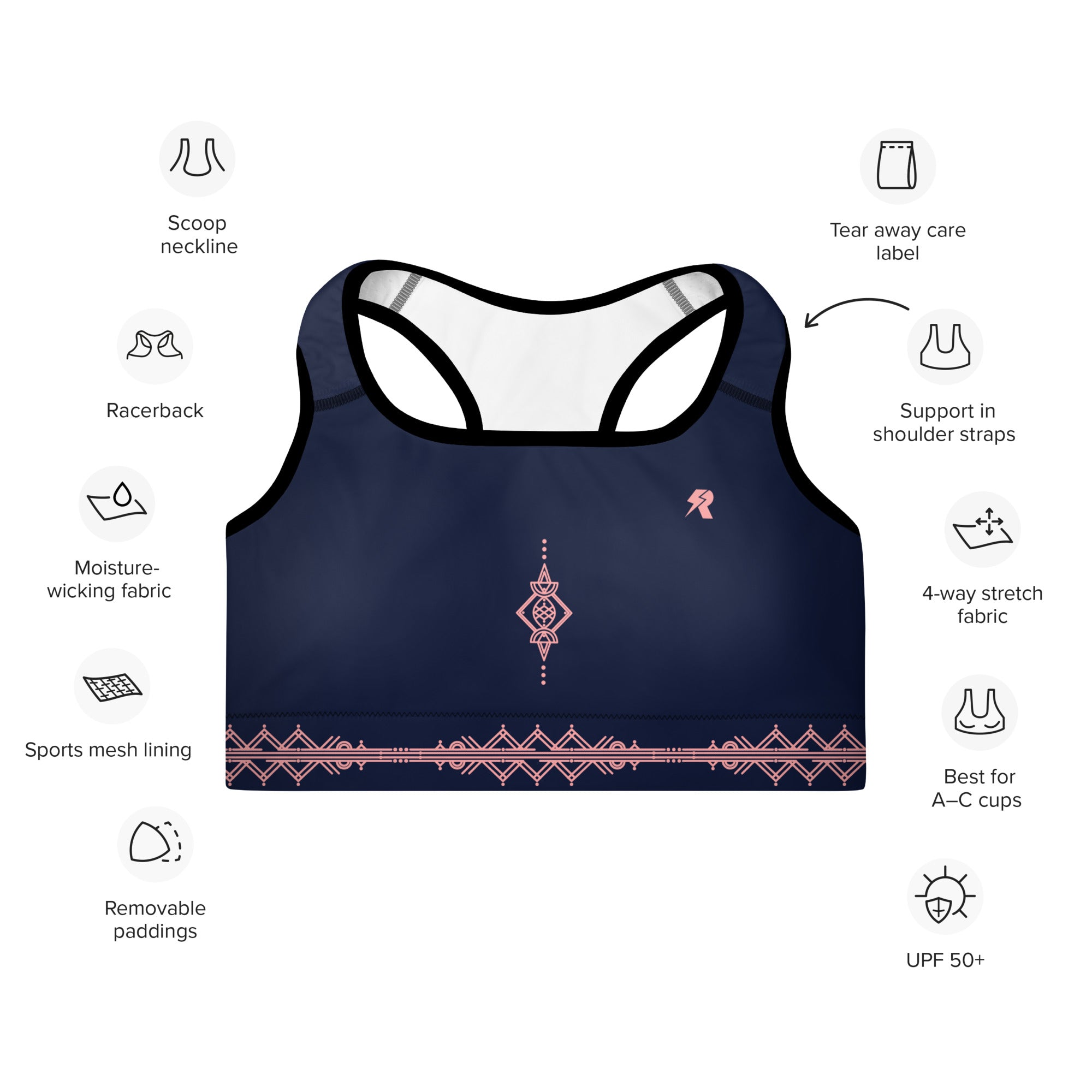 Be Boho Beautiful Navy Sports Bra
